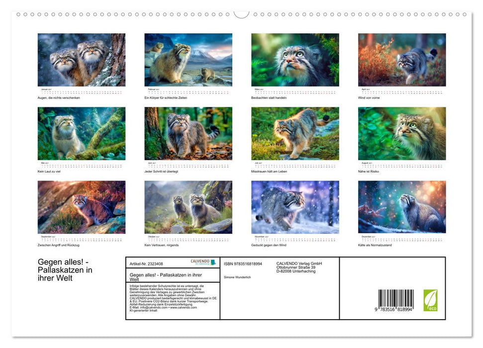 Gegen alles! - Pallaskatzen in ihrer Welt (CALVENDO Premium Wandkalender 2027)