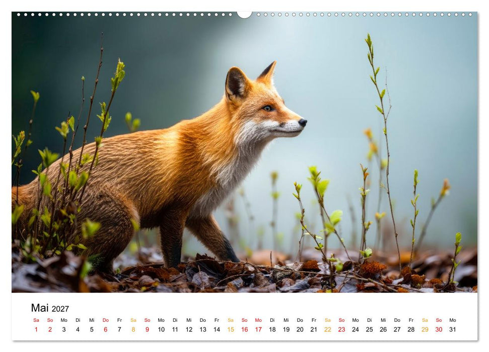 Füchse - Wanderer durch Moos und Farn (CALVENDO Wandkalender 2027)