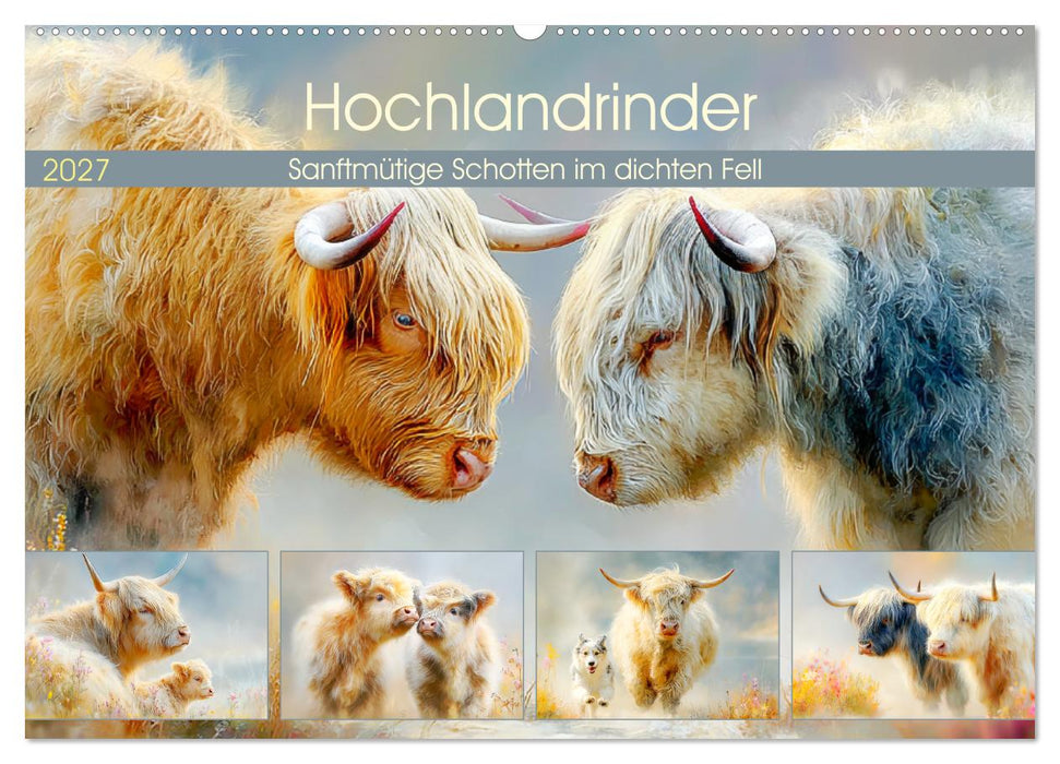Hochlandrinder. Sanftmütige Schotten im dichten Fell (CALVENDO Wandkalender 2027)