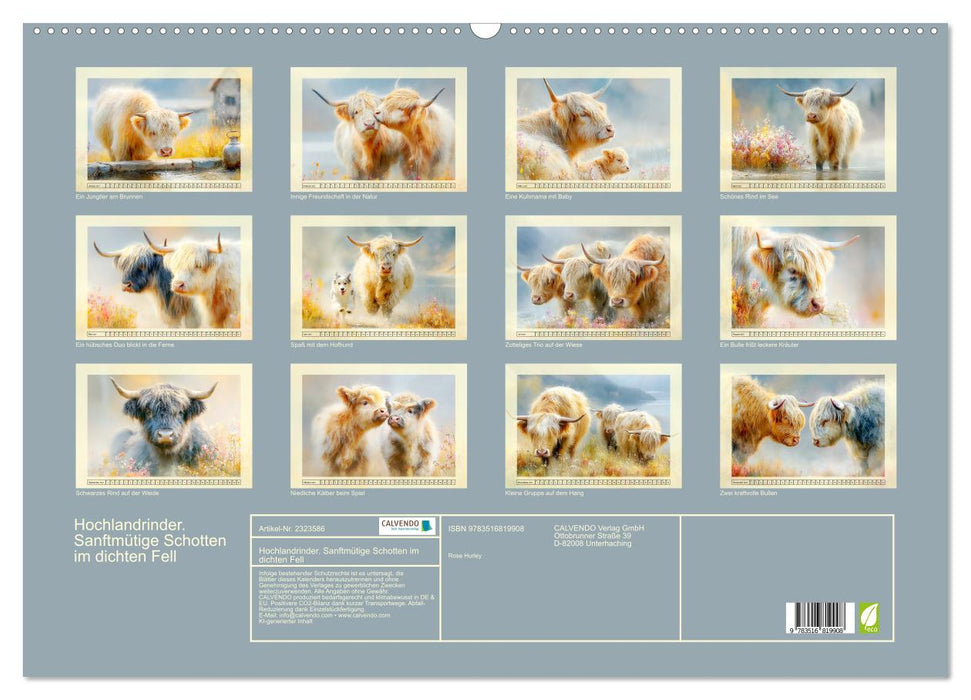 Hochlandrinder. Sanftmütige Schotten im dichten Fell (CALVENDO Wandkalender 2027)