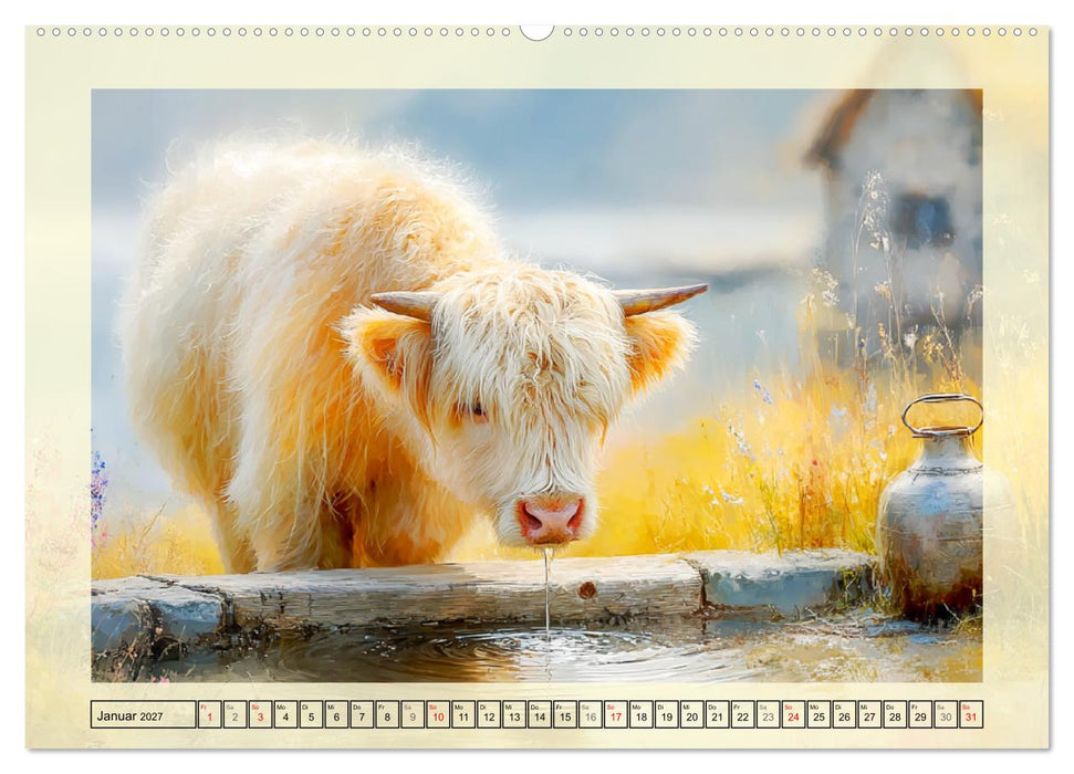 Hochlandrinder. Sanftmütige Schotten im dichten Fell (CALVENDO Wandkalender 2027)