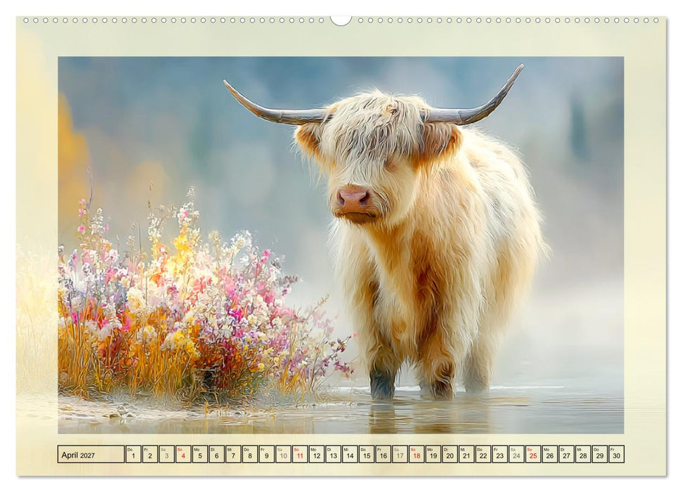 Hochlandrinder. Sanftmütige Schotten im dichten Fell (CALVENDO Wandkalender 2027)