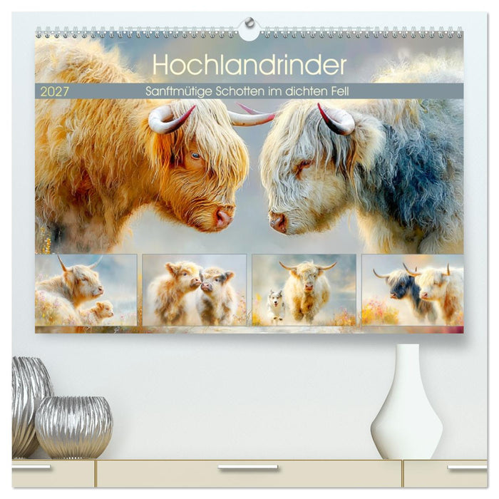 Hochlandrinder. Sanftmütige Schotten im dichten Fell (CALVENDO Premium Wandkalender 2027)