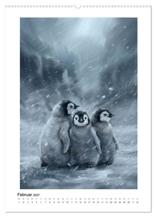 Pinguine - Watscheln, Kuscheln, Staunen (CALVENDO Premium Wandkalender 2027)