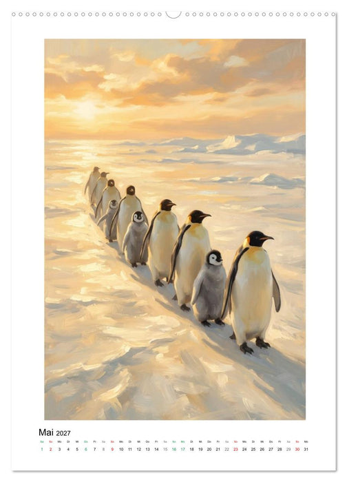 Pinguine - Watscheln, Kuscheln, Staunen (CALVENDO Premium Wandkalender 2027)