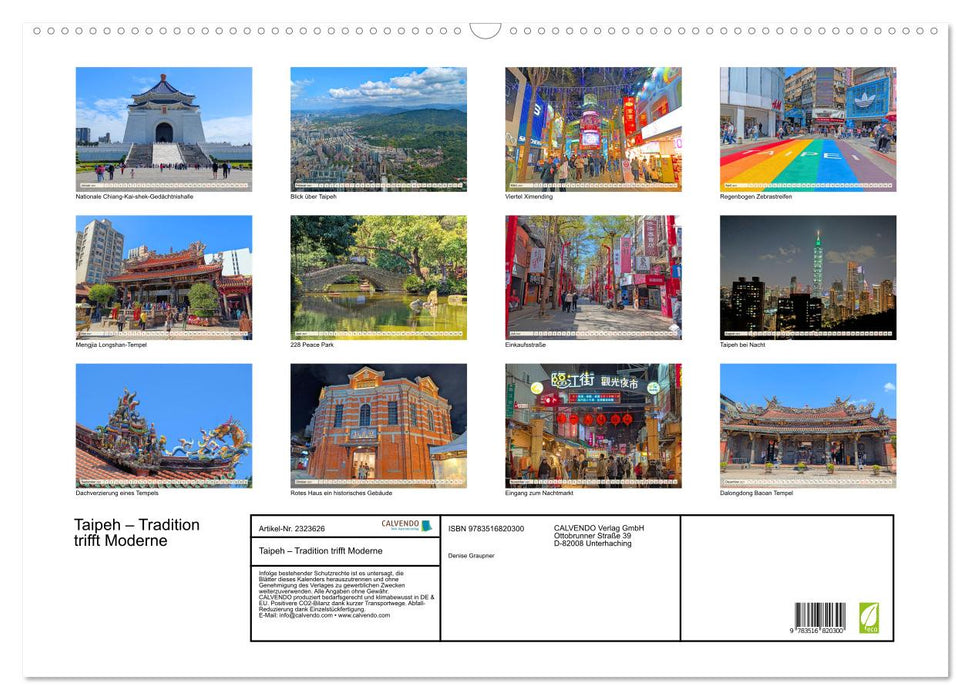 Taipeh – Tradition trifft Moderne (CALVENDO Wandkalender 2027)