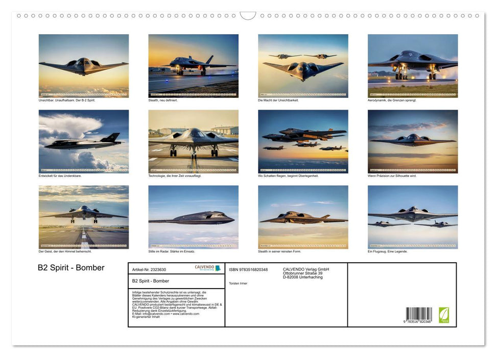 B2 Spirit - Bomber (CALVENDO Wandkalender 2027)