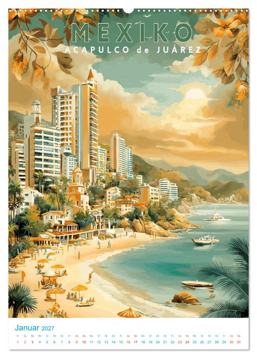 Mexiko - Old School Poster Style (CALVENDO Wandkalender 2027)