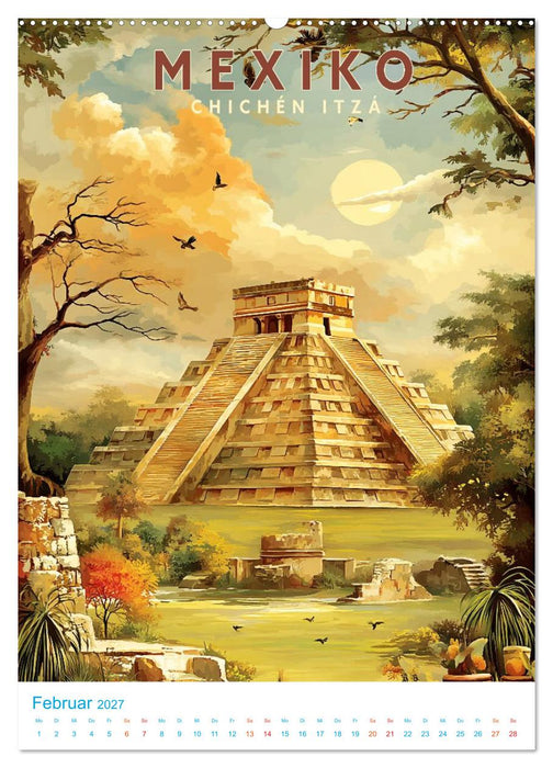 Mexiko - Old School Poster Style (CALVENDO Wandkalender 2027)