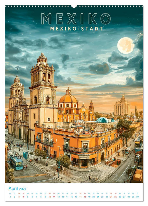 Mexiko - Old School Poster Style (CALVENDO Premium Wandkalender 2027)