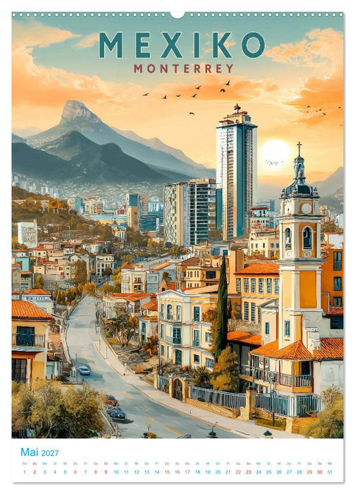 Mexiko - Old School Poster Style (CALVENDO Premium Wandkalender 2027)