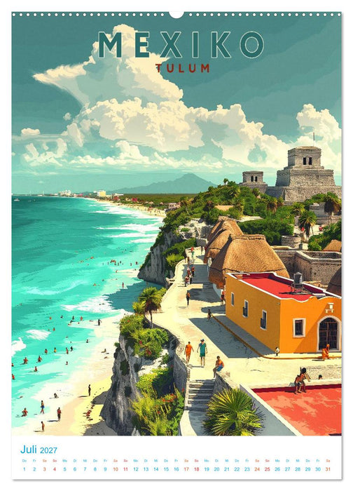 Mexiko - Old School Poster Style (CALVENDO Premium Wandkalender 2027)