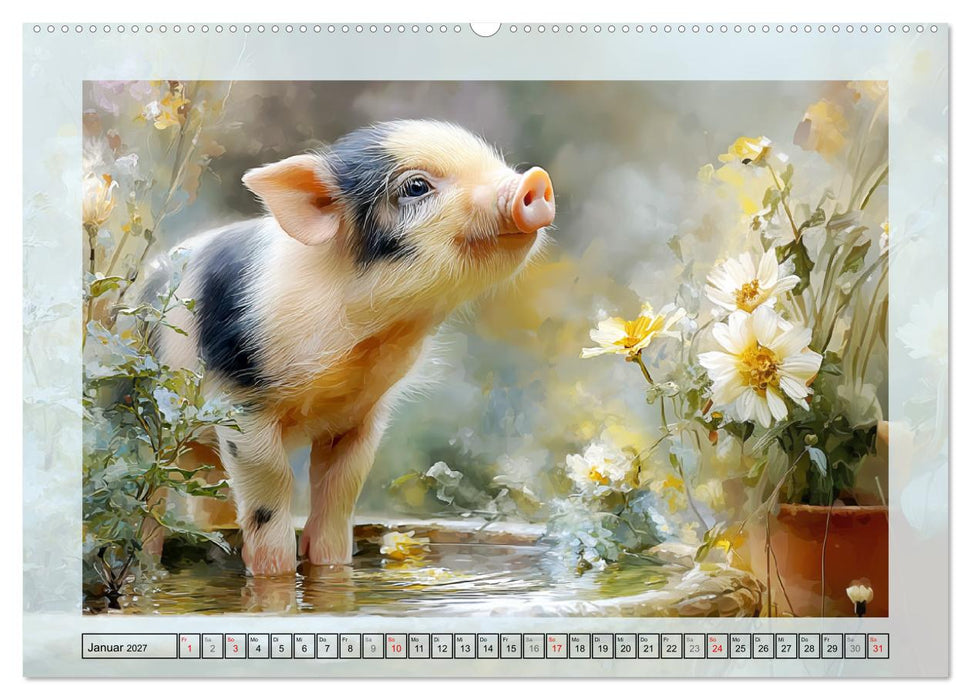 Mini-Schweinchen. Herzensbrecher im Garten (CALVENDO Wandkalender 2027)
