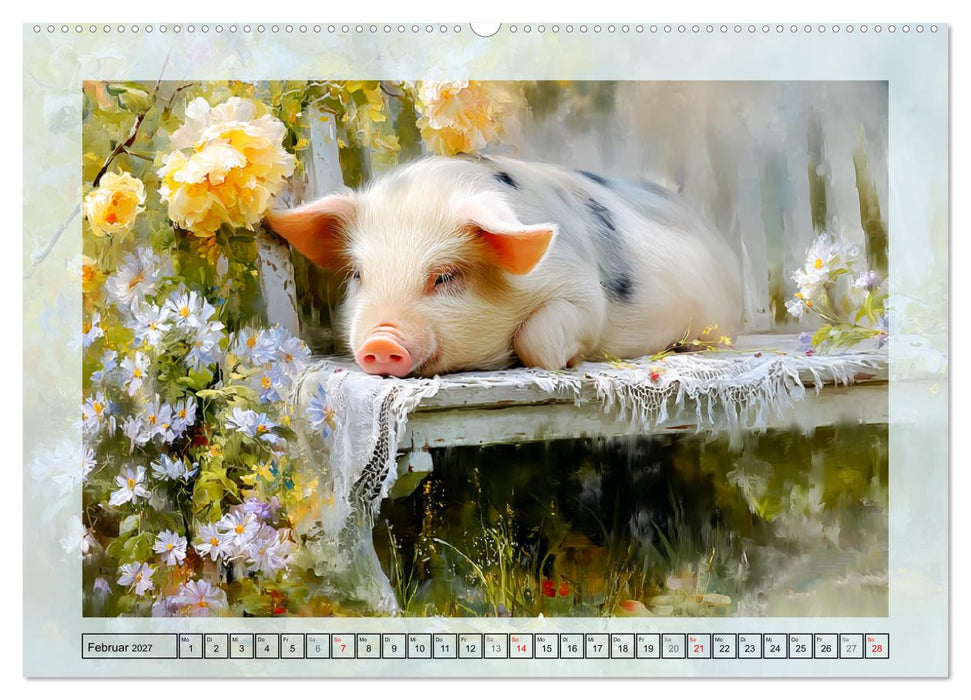 Mini-Schweinchen. Herzensbrecher im Garten (CALVENDO Premium Wandkalender 2027)