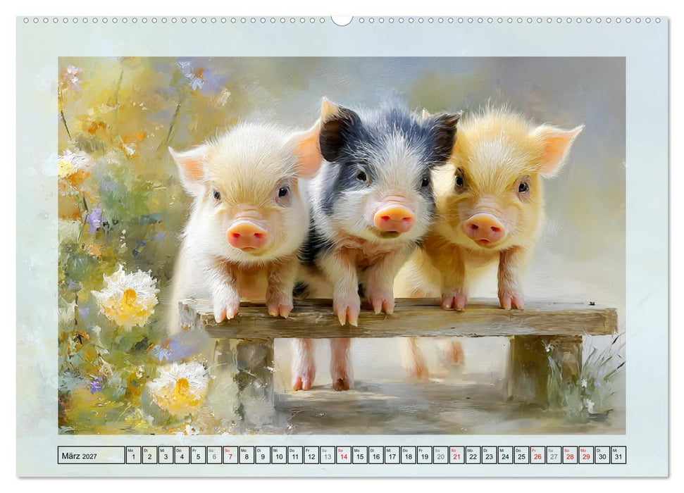 Mini-Schweinchen. Herzensbrecher im Garten (CALVENDO Premium Wandkalender 2027)