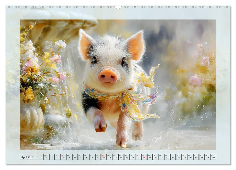 Mini-Schweinchen. Herzensbrecher im Garten (CALVENDO Premium Wandkalender 2027)