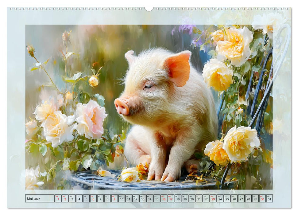 Mini-Schweinchen. Herzensbrecher im Garten (CALVENDO Premium Wandkalender 2027)