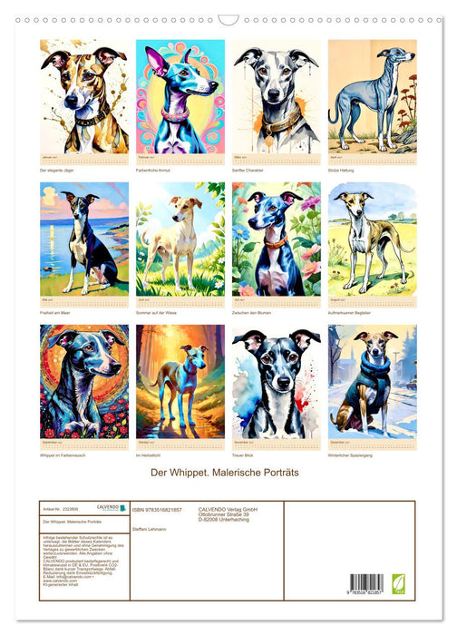 Der Whippet. Malerische Porträts (CALVENDO Wandkalender 2027)