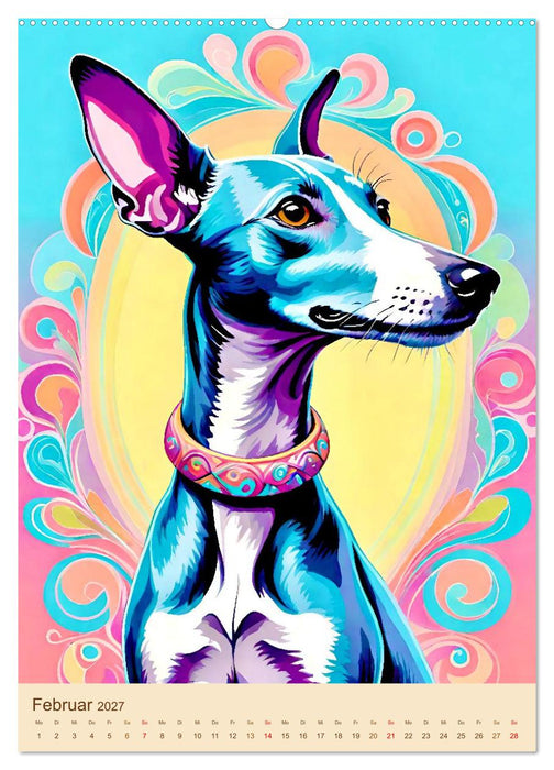 Der Whippet. Malerische Porträts (CALVENDO Wandkalender 2027)