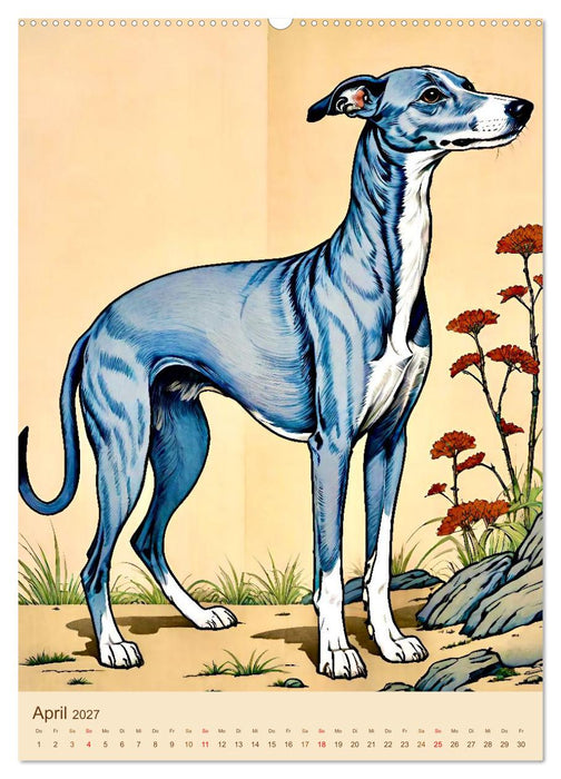 Der Whippet. Malerische Porträts (CALVENDO Wandkalender 2027)