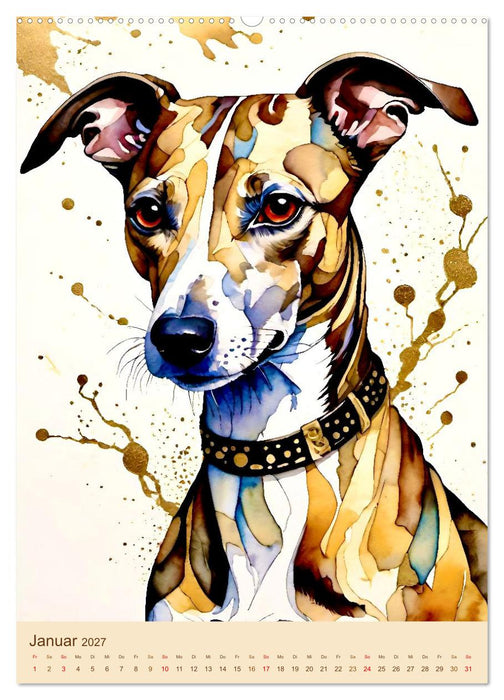 Der Whippet. Malerische Porträts (CALVENDO Premium Wandkalender 2027)