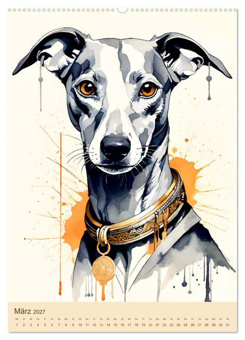 Der Whippet. Malerische Porträts (CALVENDO Premium Wandkalender 2027)