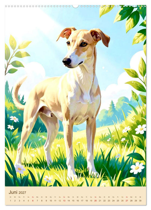 Der Whippet. Malerische Porträts (CALVENDO Premium Wandkalender 2027)