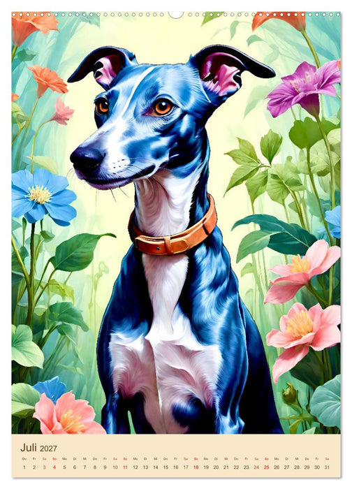 Der Whippet. Malerische Porträts (CALVENDO Premium Wandkalender 2027)