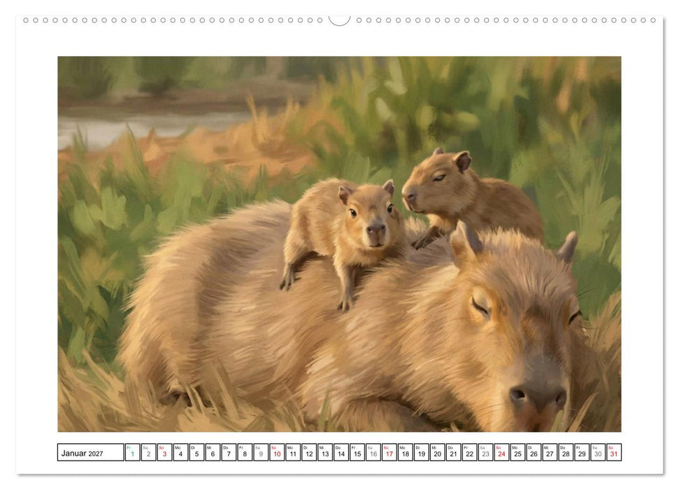 Capybara – Ein Nachmittag am Fluss (CALVENDO Wandkalender 2027)