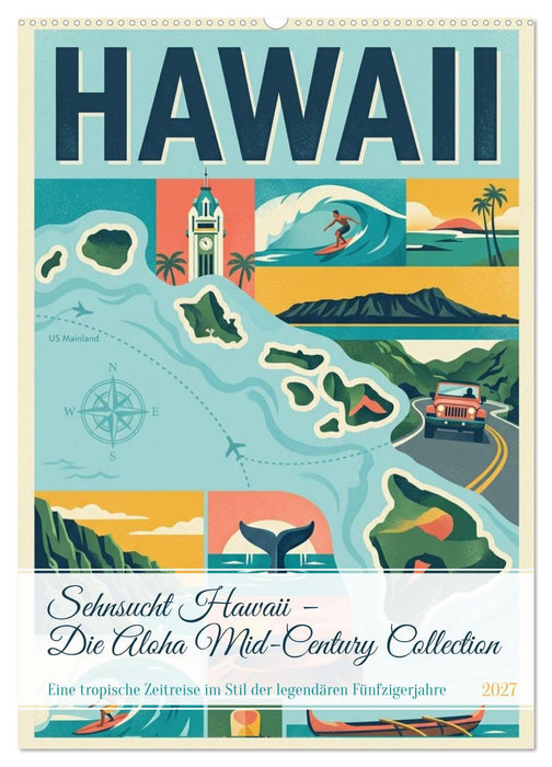 Sehnsucht Hawaii – Die Aloha Mid-Century Collection (CALVENDO Wandkalender 2027)