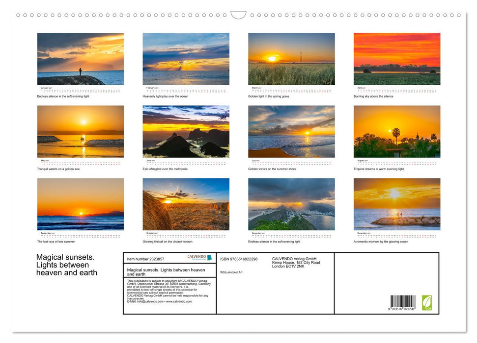 Magical sunsets. Lights between heaven and earth (CALVENDO Monthly Calendar 2027)