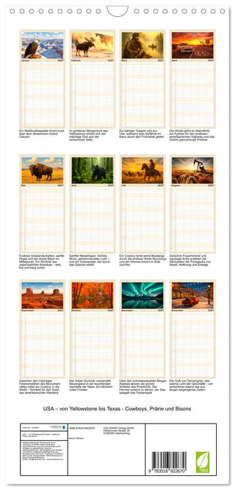 USA – von Yellowstone bis Texas - Cowboys, Prärie und Bisons (CALVENDO Familienplaner 2027)
