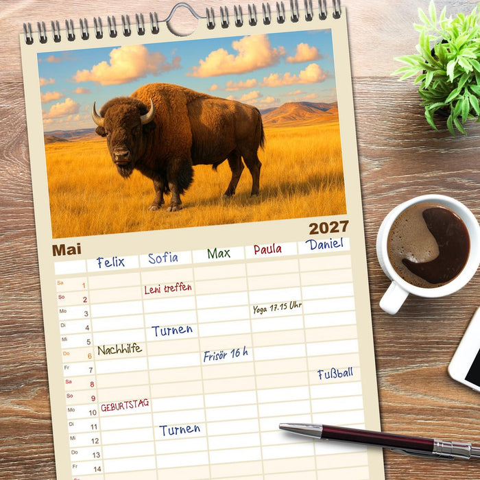 USA – von Yellowstone bis Texas - Cowboys, Prärie und Bisons (CALVENDO Familienplaner 2027)