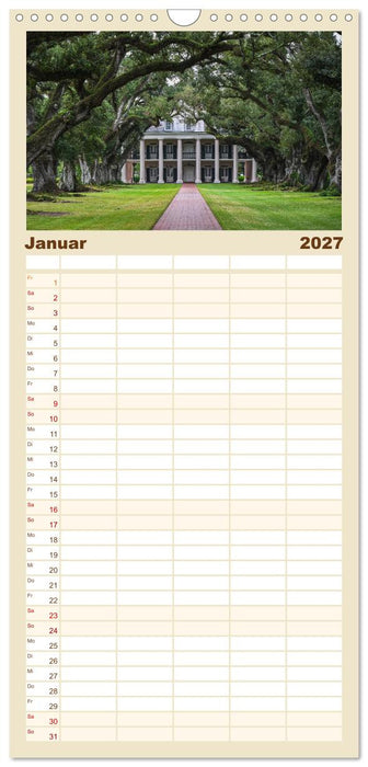 Louisiana - Sümpfe und Plantagenhäuser (CALVENDO Familienplaner 2027)