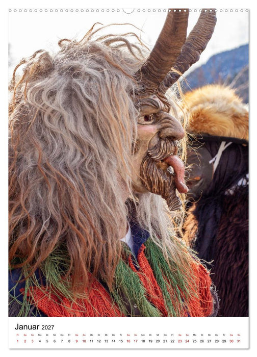 Gesichter, Holzlarven im Fasching von Mittenwald in Oberbayern (CALVENDO Wandkalender 2027)