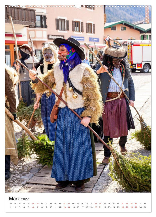 Gesichter, Holzlarven im Fasching von Mittenwald in Oberbayern (CALVENDO Wandkalender 2027)