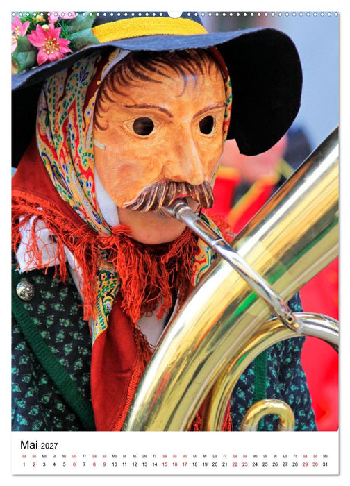 Gesichter, Holzlarven im Fasching von Mittenwald in Oberbayern (CALVENDO Premium Wandkalender 2027)