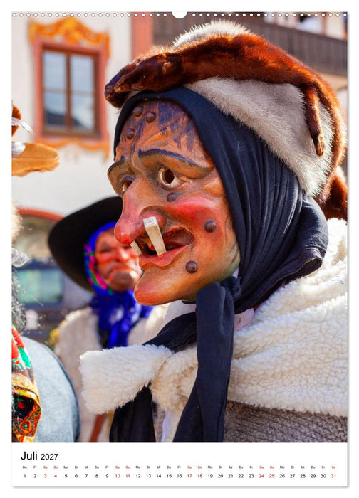 Gesichter, Holzlarven im Fasching von Mittenwald in Oberbayern (CALVENDO Premium Wandkalender 2027)