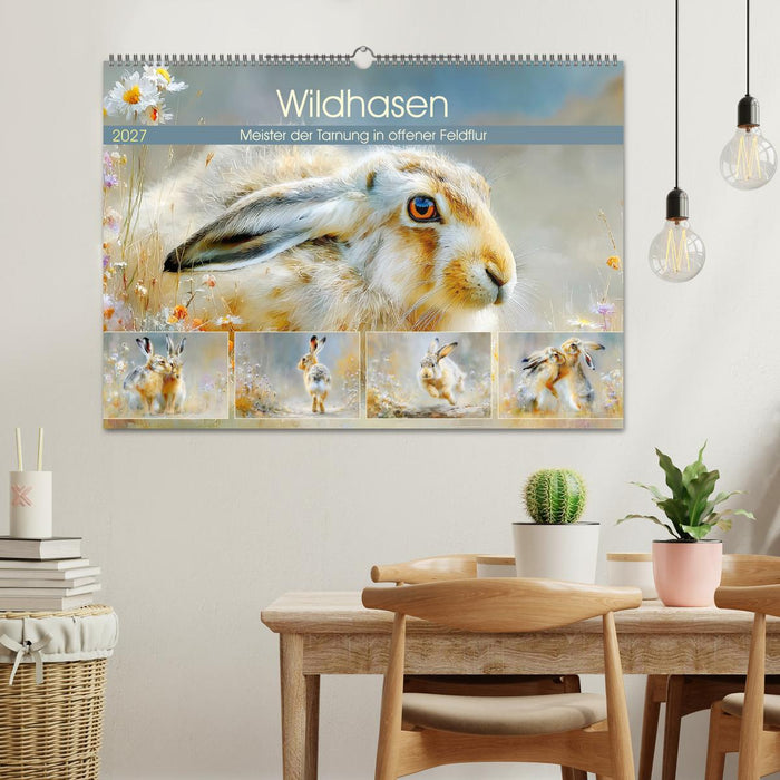 Wildhasen. Meister der Tarnung in offener Feldflur (CALVENDO Wandkalender 2027)