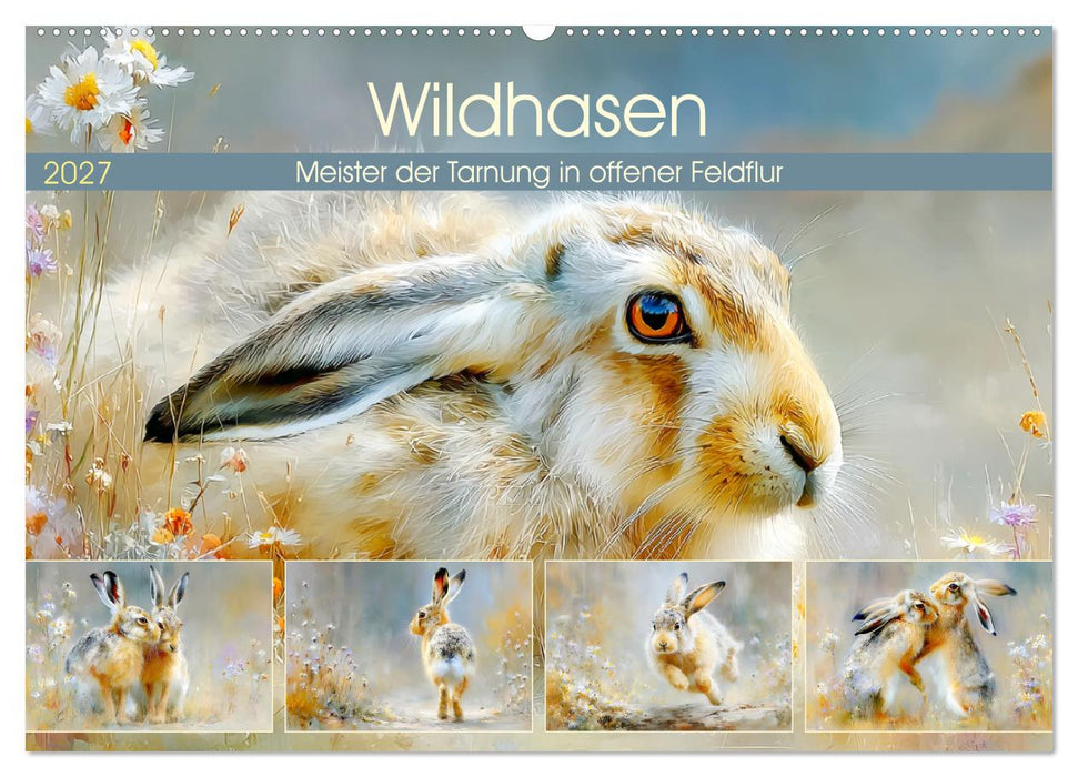 Wildhasen. Meister der Tarnung in offener Feldflur (CALVENDO Wandkalender 2027)