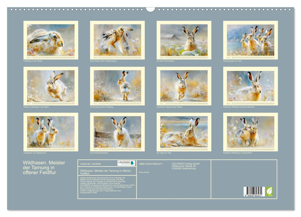 Wildhasen. Meister der Tarnung in offener Feldflur (CALVENDO Wandkalender 2027)