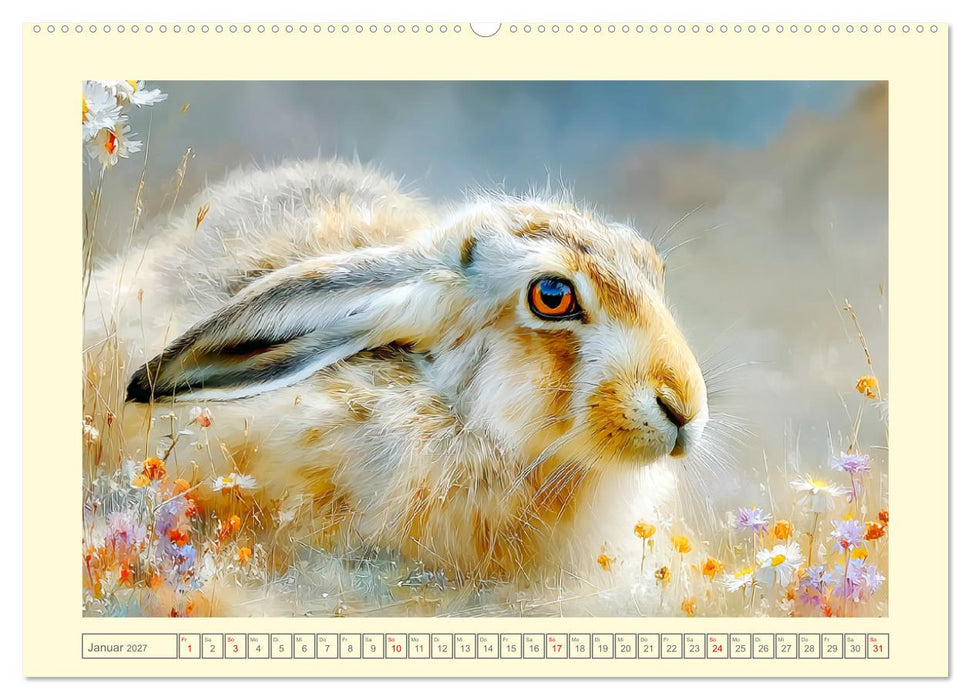Wildhasen. Meister der Tarnung in offener Feldflur (CALVENDO Wandkalender 2027)