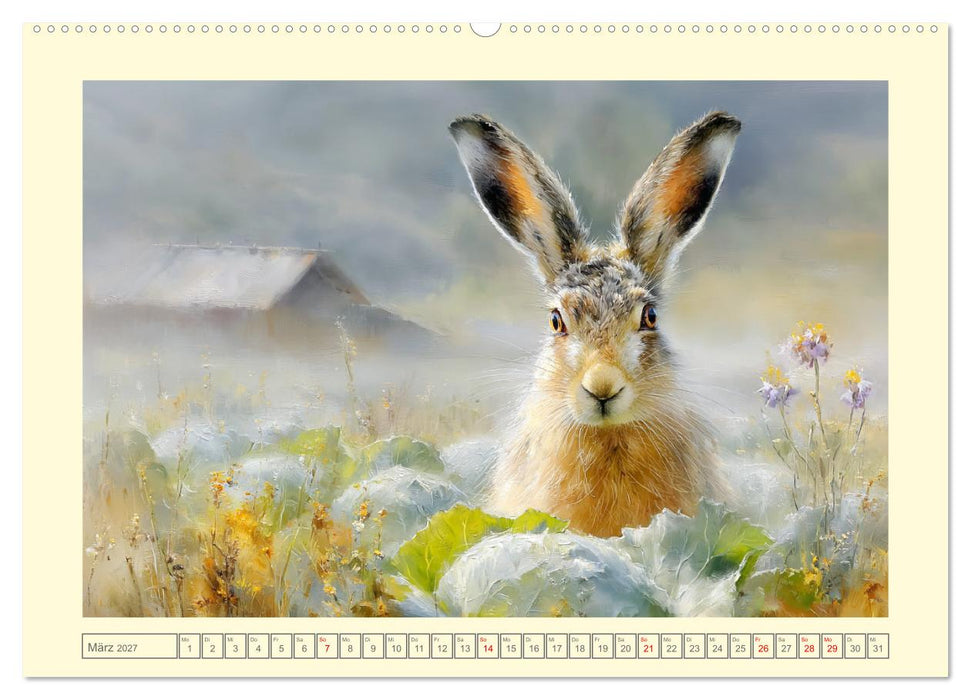 Wildhasen. Meister der Tarnung in offener Feldflur (CALVENDO Wandkalender 2027)