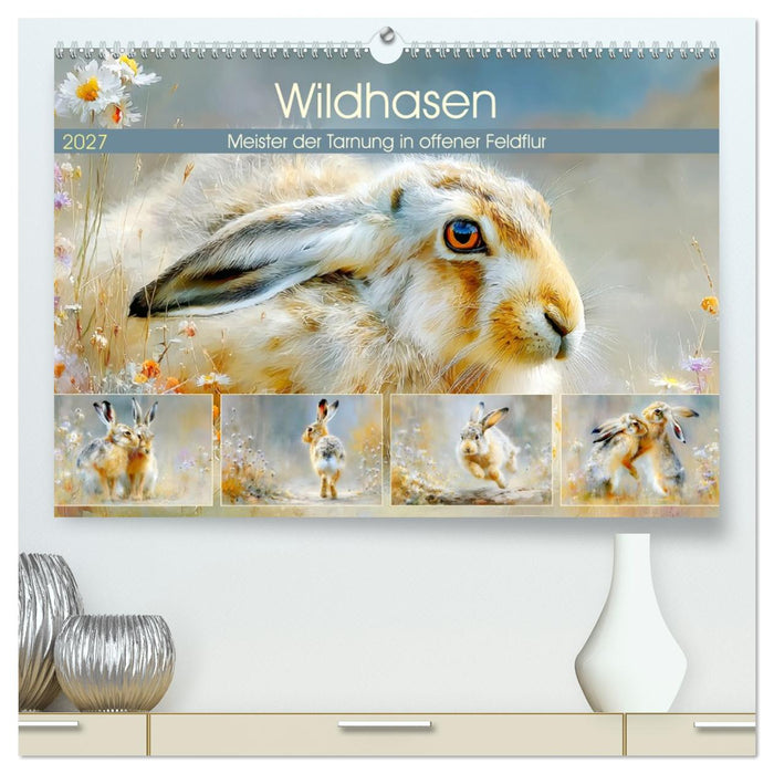 Wildhasen. Meister der Tarnung in offener Feldflur (CALVENDO Premium Wandkalender 2027)
