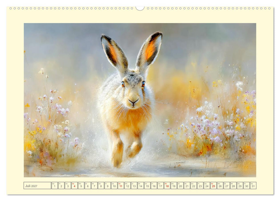 Wildhasen. Meister der Tarnung in offener Feldflur (CALVENDO Premium Wandkalender 2027)