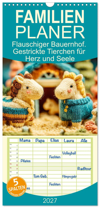 Flauschiger Bauernhof. Gestrickte Tierchen für Herz und Seele (CALVENDO Familienplaner 2027)