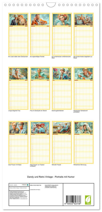 Dandy und Retro Vintage - Portraits mit Humor (CALVENDO Familienplaner 2027)