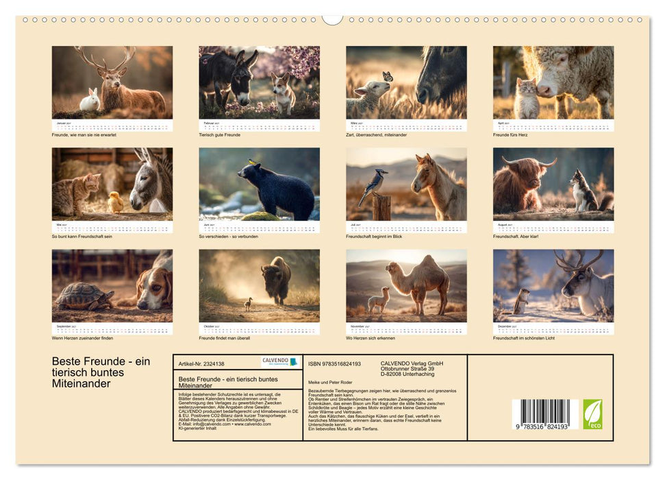 Beste Freunde - ein tierisch buntes Miteinander (CALVENDO Premium Wandkalender 2027)