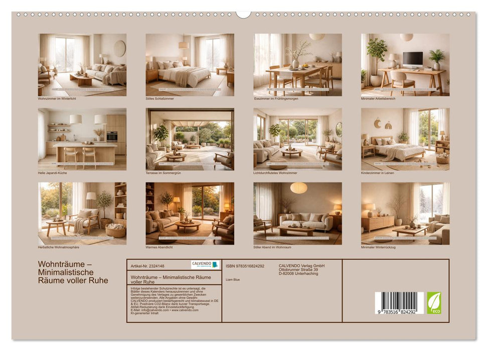 Wohnträume – Minimalistische Räume voller Ruhe (CALVENDO Premium Wandkalender 2027)