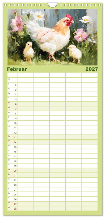 Federleichte Nostalgie. Hühner, Enten und Gänse in duftigen Momenten (CALVENDO Familienplaner 2027)